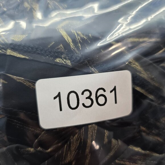 Womens Black & Gold Faux Wrap Dress Long Sleeve Tie-Back Waist Polyester Size L - Picture 6 of 6